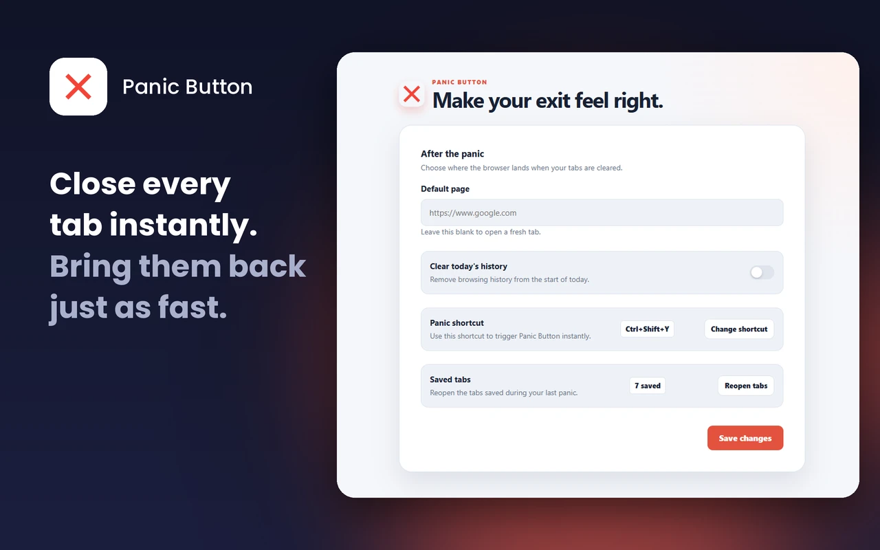 Panic Button closes every tab instantly